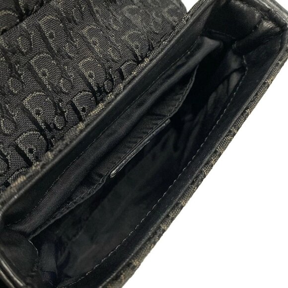 Auth DIOR/ChristianDior Street Chic/Trotter Black Jacquard Leather Shoulder Bag - Picture 14 of 16